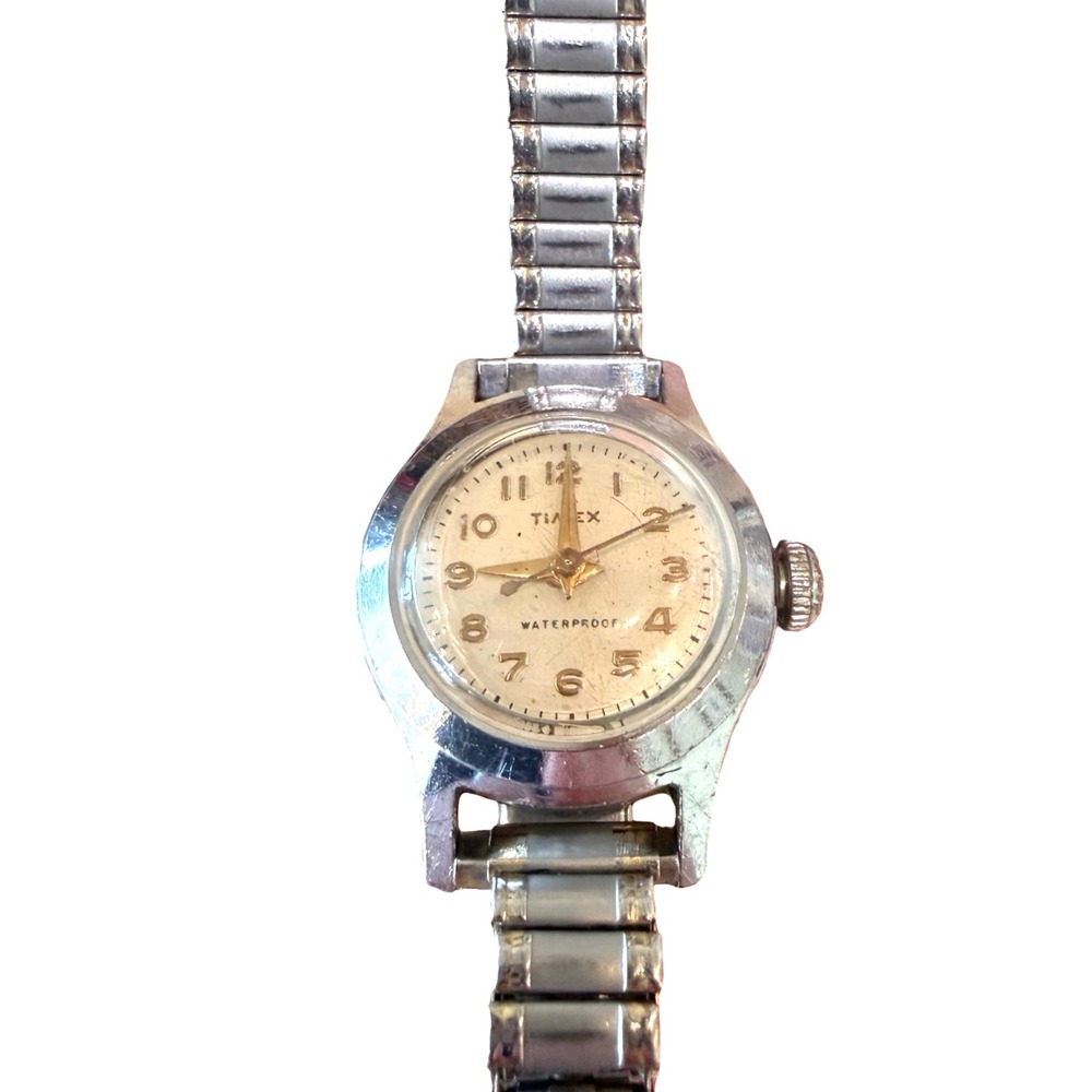 Vintage Timex Waterproof Manual Wind Watch‎ Runs Briefly Repair